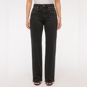 Abercrombie & Fitch Black Studded 90s Relaxed High Rise Jeans